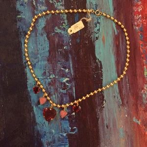 Heart Necklace fashion jewelry pink and red stones